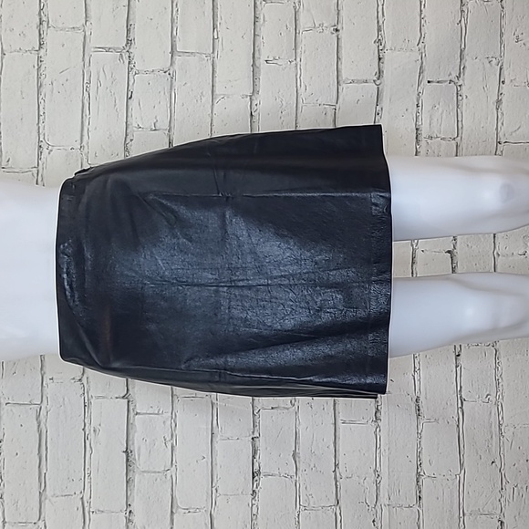 Theory L Paper Leather Micro-Mini Skirt in Navy - NWT